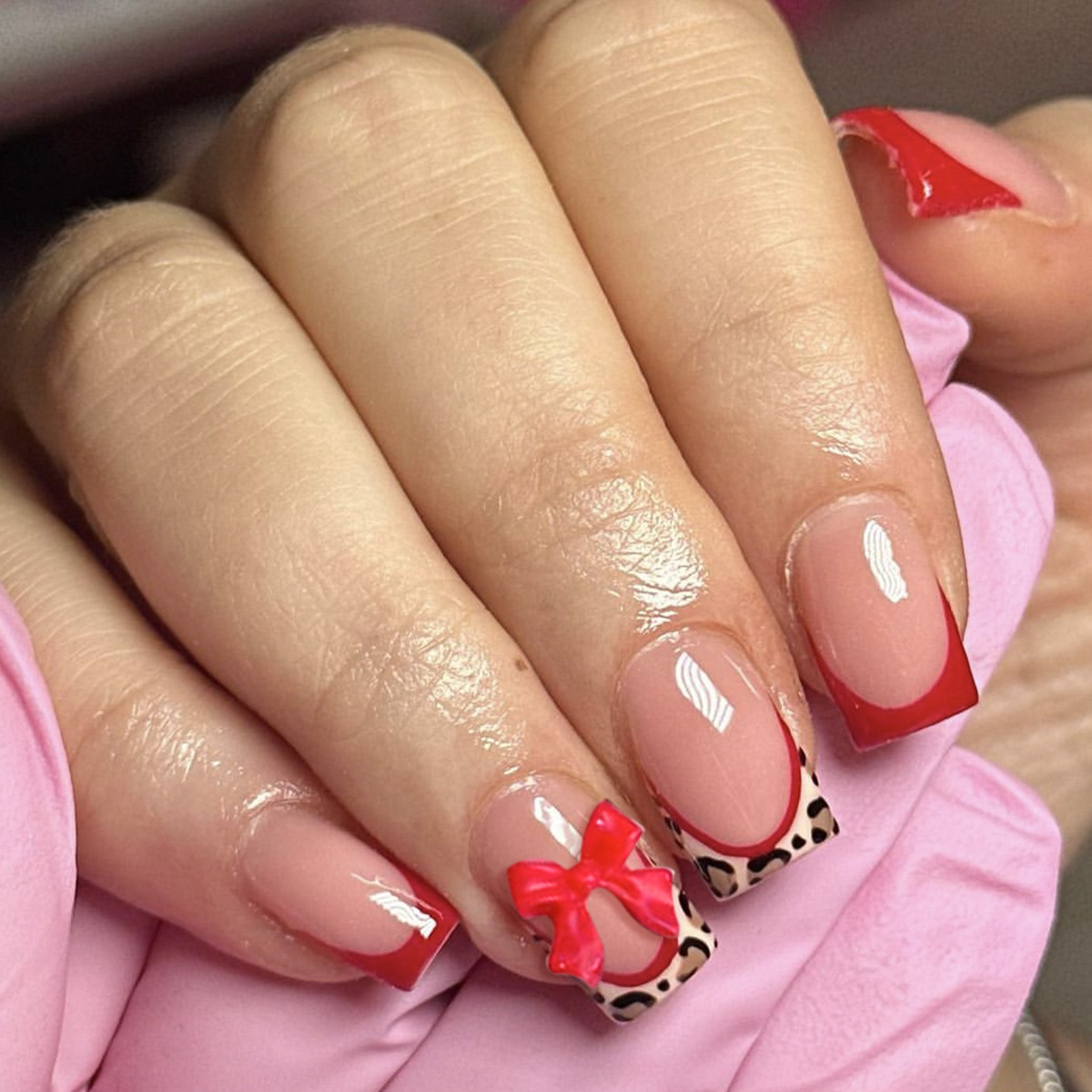 3D Printing Nails - 24pcs Red French Style Fake Nails