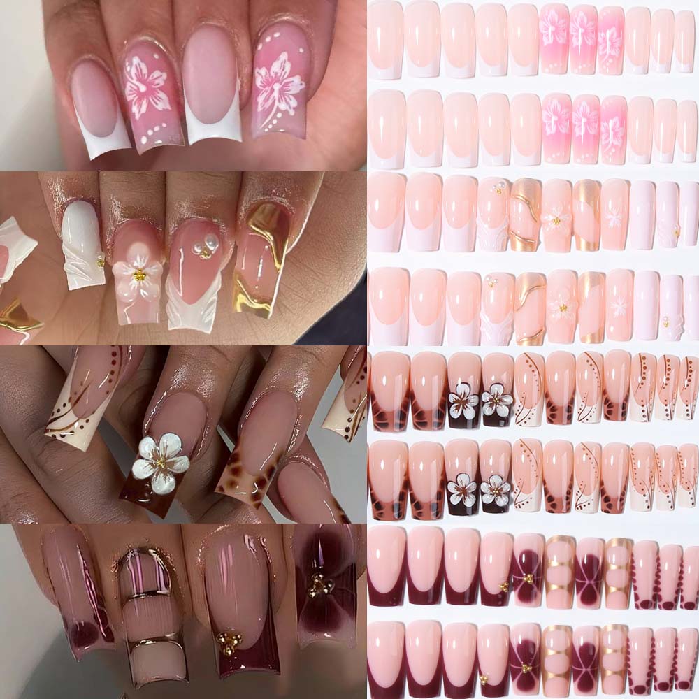 3D Printing Nails - 96Pcs(4Mixed)3D Three-Dimensional Gelnail Makes Flower Nails