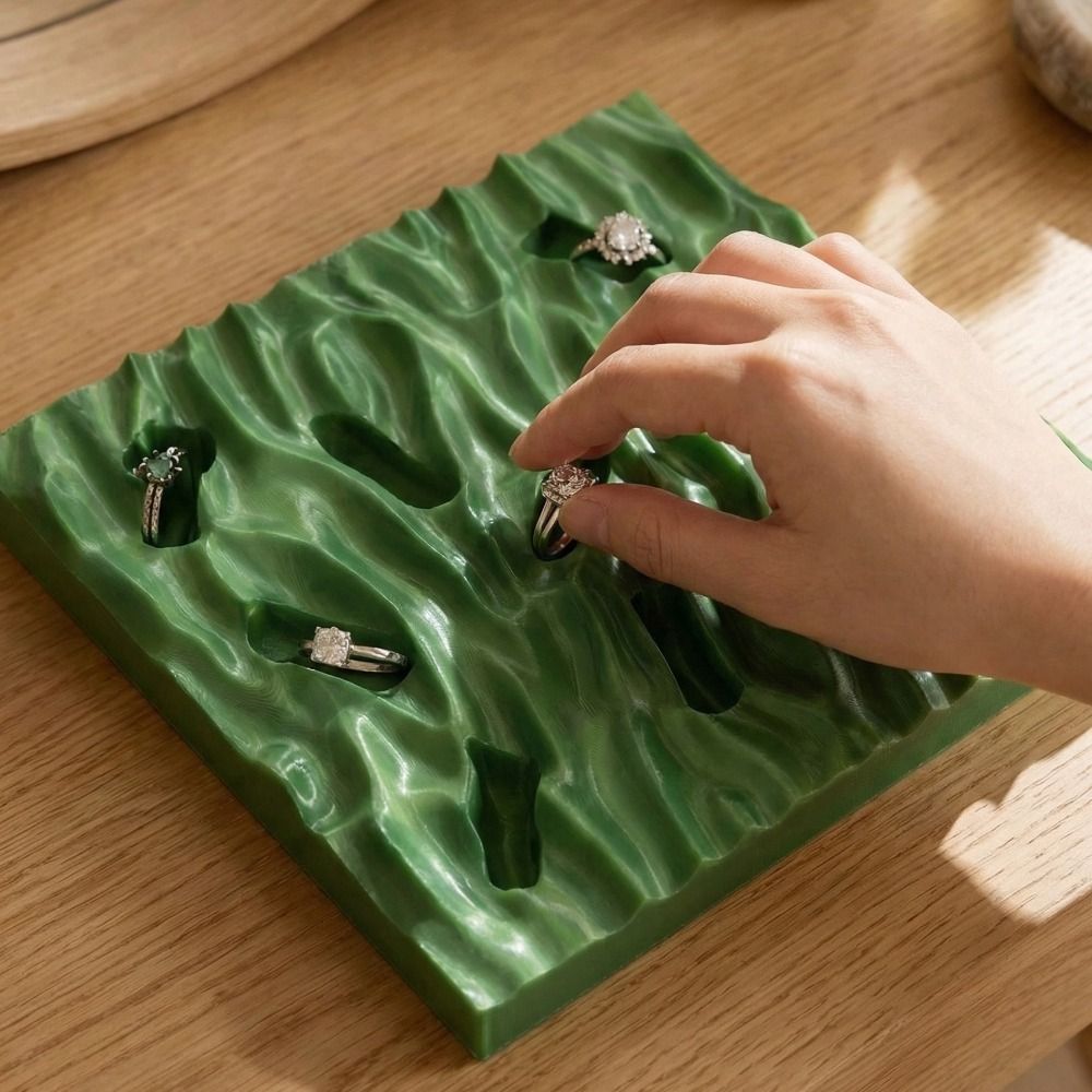 3D Printing Ring Holder - Minimalist Sea Wave Ring Display Plates
