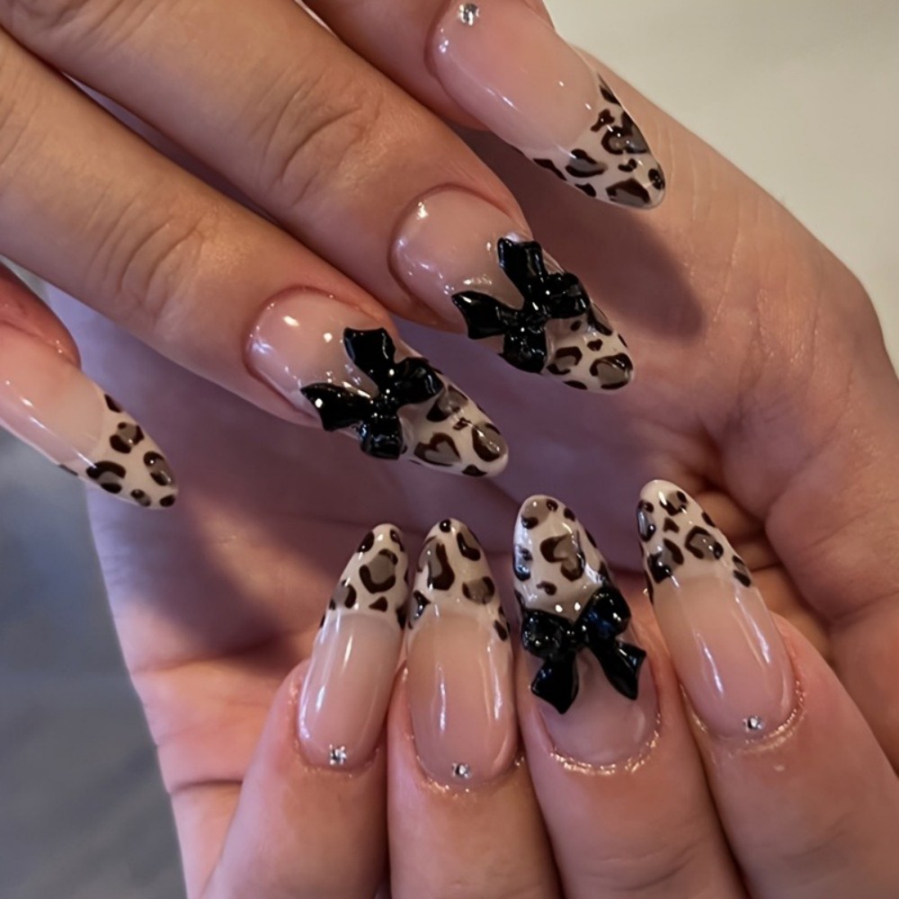 3D Printing Nails - 24pcs French Almond Press on Nails