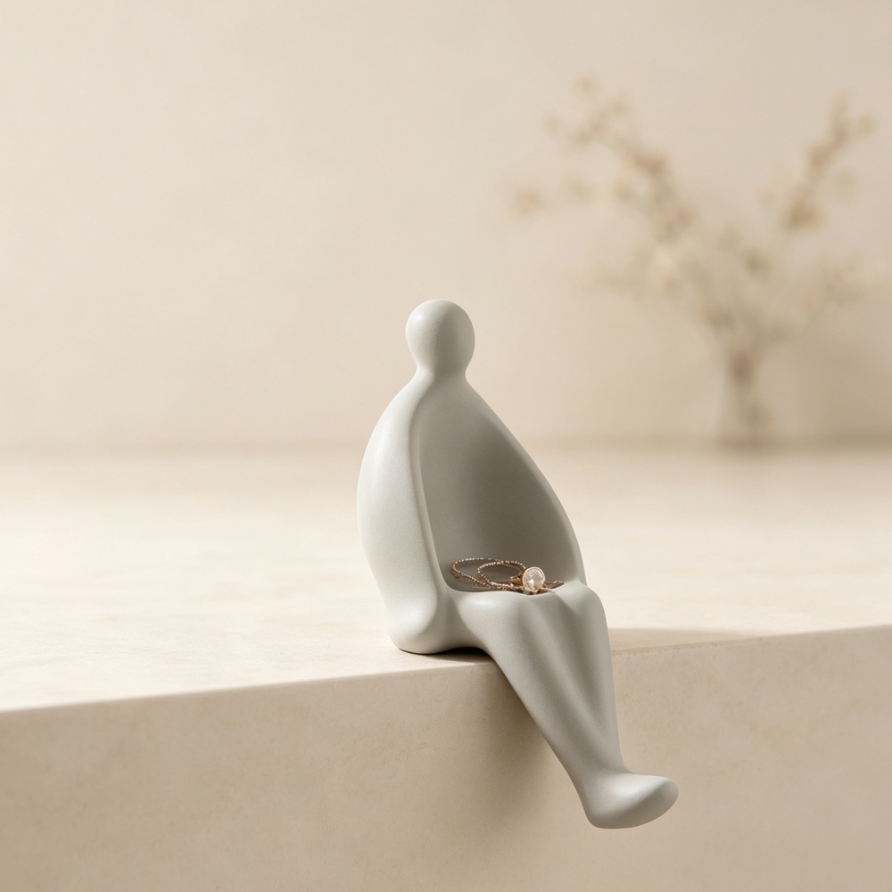3D Printed Grey Sitting Figure - 3D Printing Ring Holder ulasan dan harga