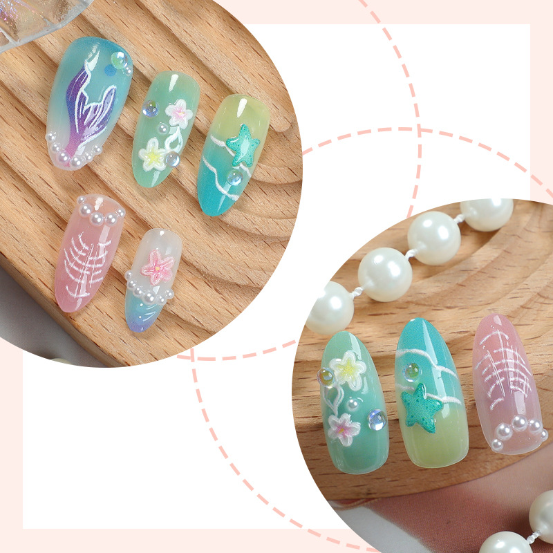 30pcs Summer Press on Nails 3D - 3D Printing Nails ulasan dan harga