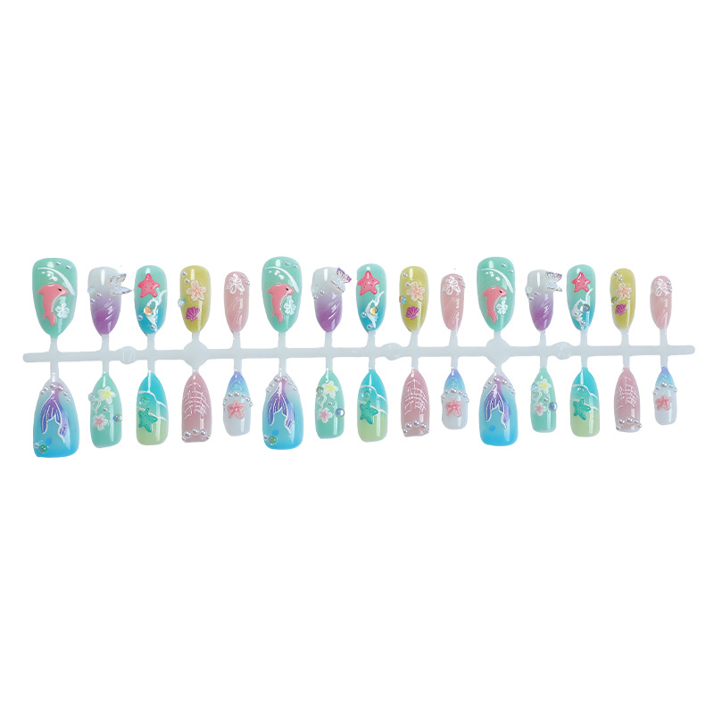 30pcs Summer Press on Nails 3D - 3D Printing Nails ulasan dan harga