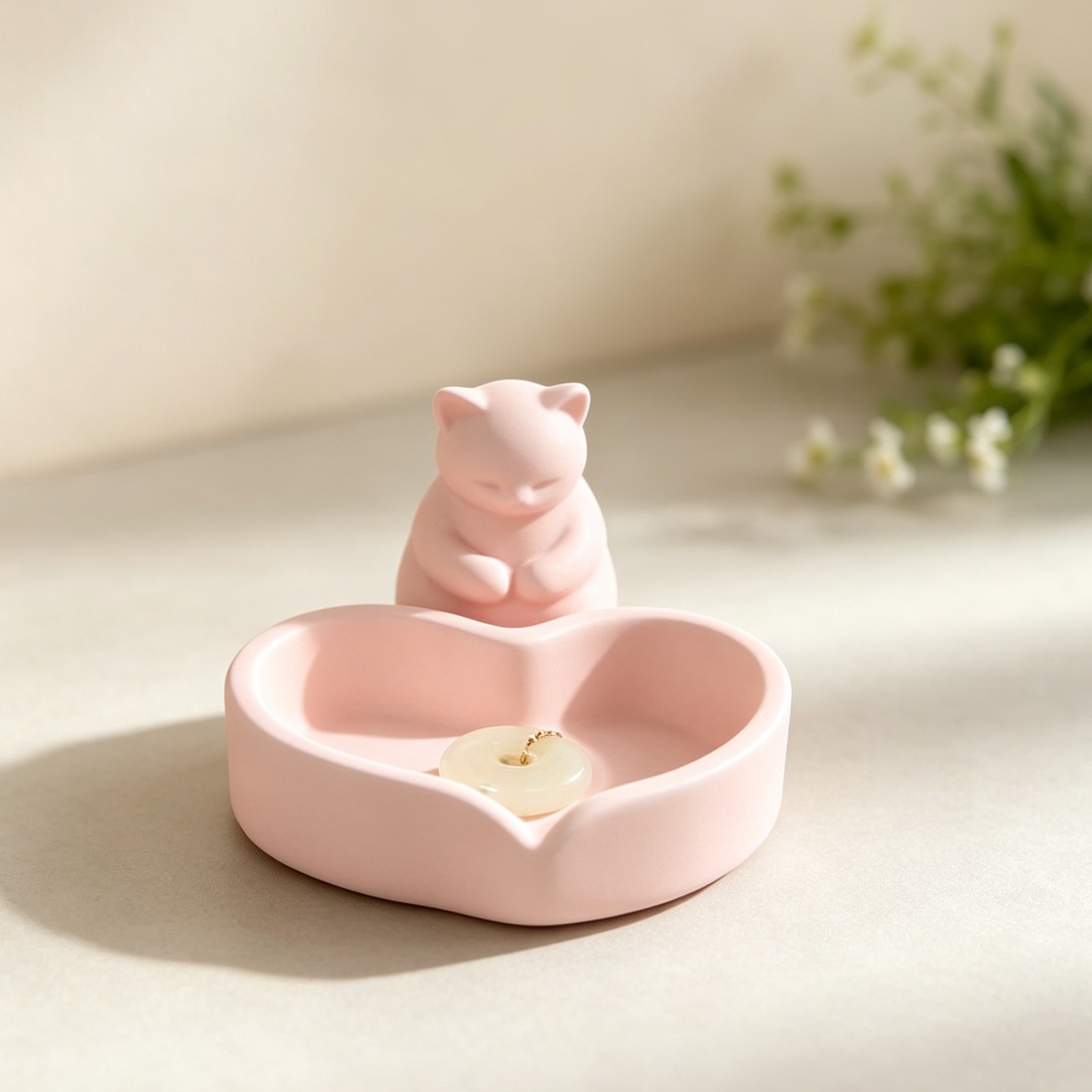 3D Printed Pink Cat With Heart - 3D Printing Ring Holder ulasan dan harga