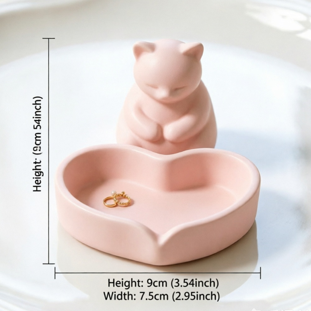 3D Printed Pink Cat With Heart - 3D Printing Ring Holder ulasan dan harga