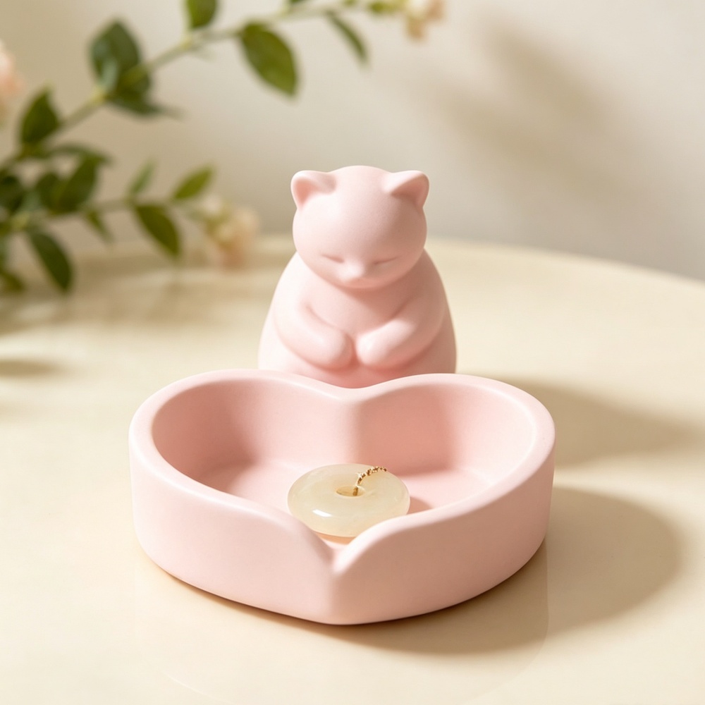 3D Printed Pink Cat With Heart - 3D Printing Ring Holder ulasan dan harga