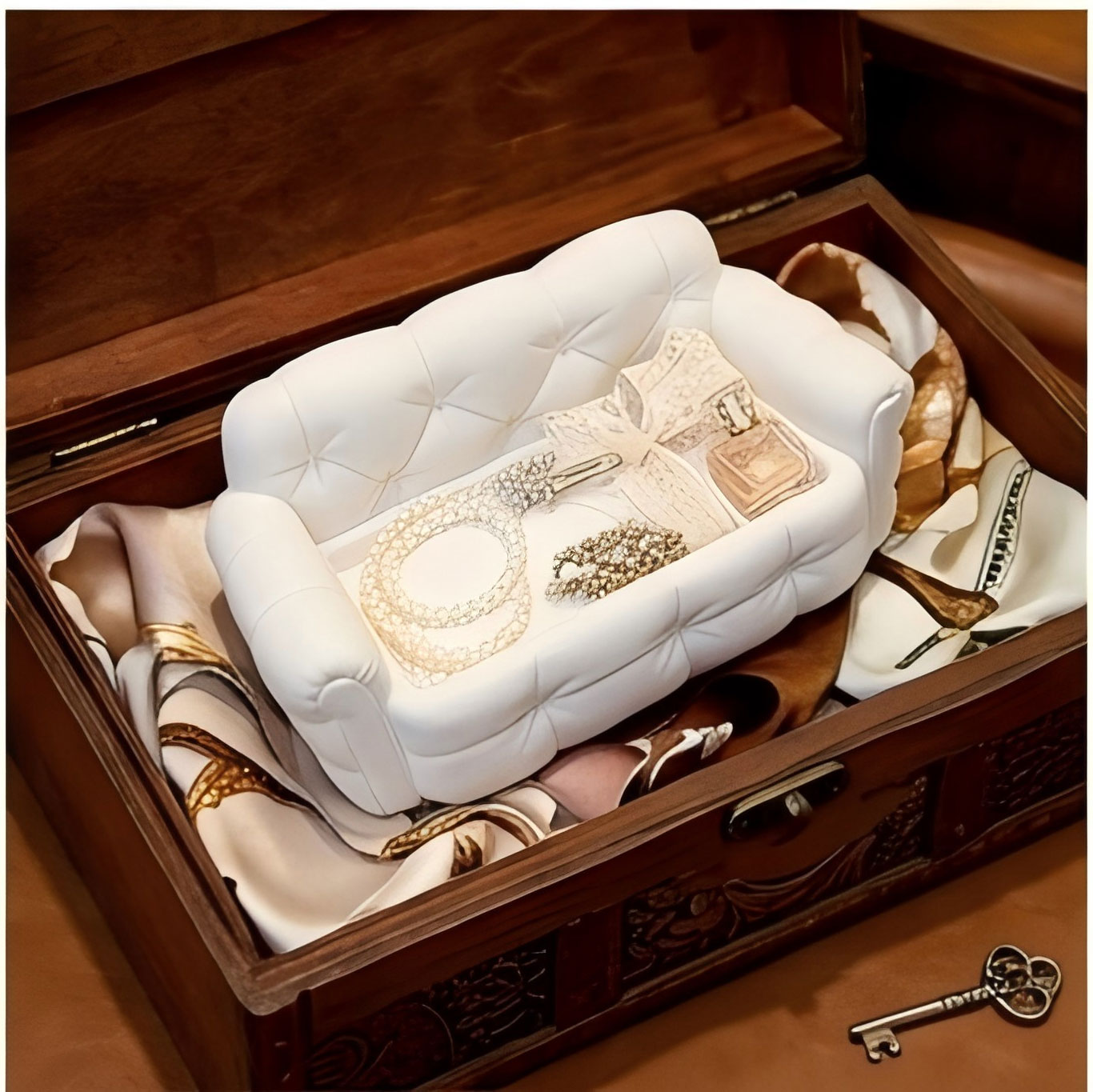 Mini Sofa Jewelry Storage Tray - 3D Printing Ring Holder ulasan dan harga
