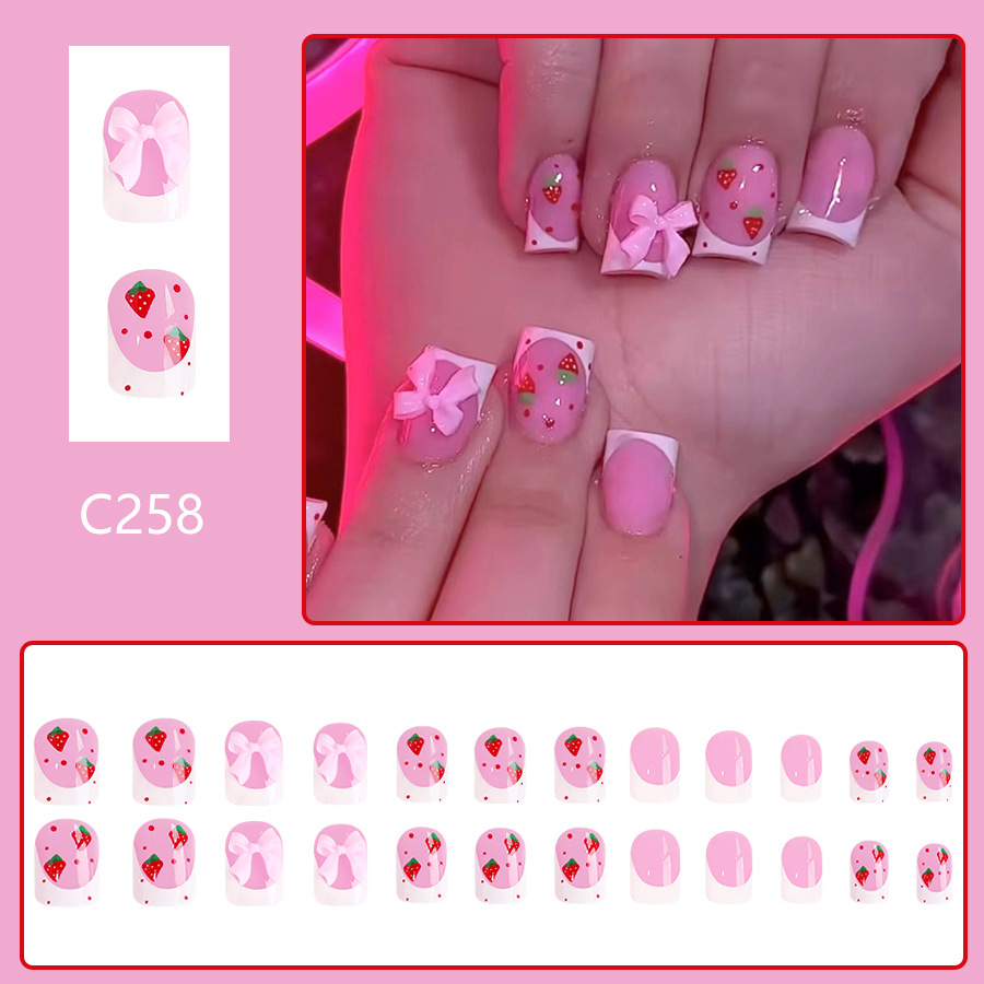 24pcs Red Strawberry Designs F - 3D Printing Nails ulasan dan harga