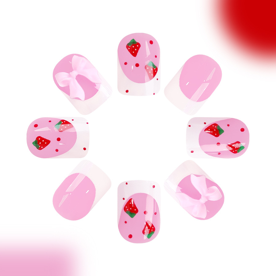 24pcs Red Strawberry Designs F - 3D Printing Nails ulasan dan harga