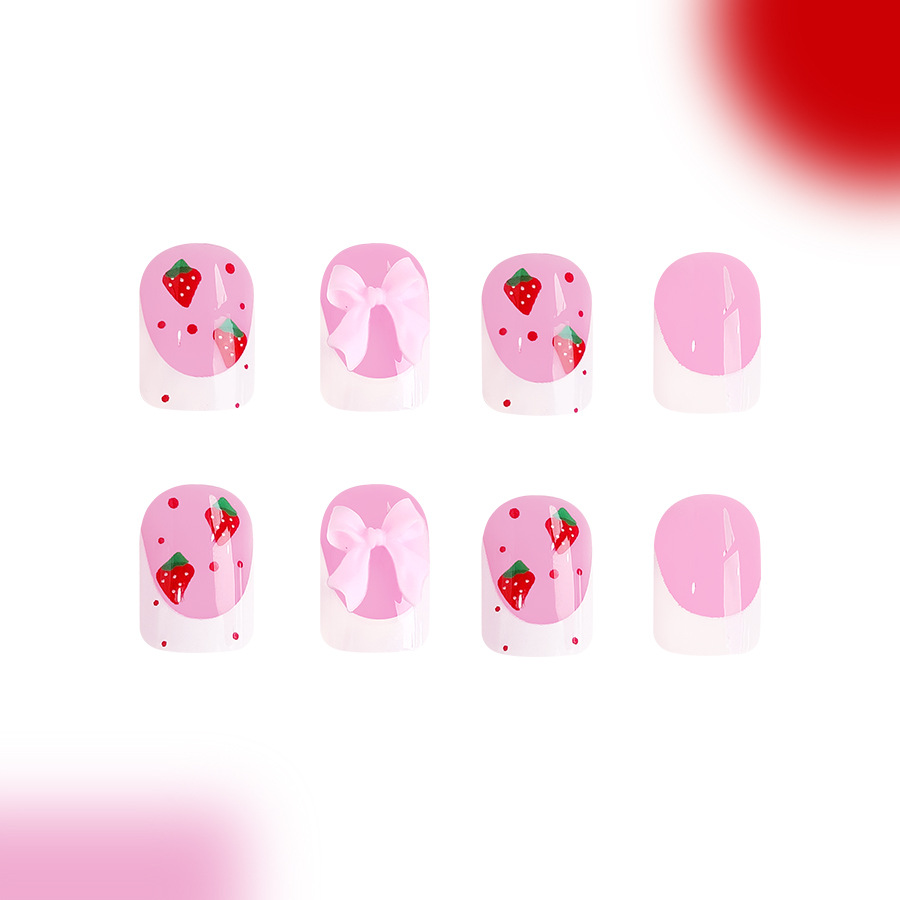 24pcs Red Strawberry Designs F - 3D Printing Nails ulasan dan harga